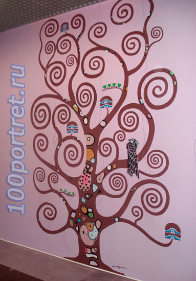 Роспись стены Дерево жизни Климт Настенная роспись в магазине