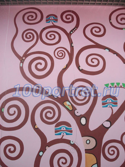 Роспись стены Древо жизни Климт Настенная роспись в магазине