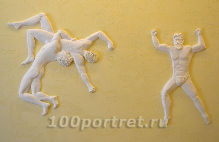 Барельеф из гипса греческие борцы спортсмены олимпийцы
