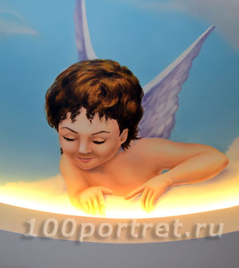 Роспись потолка ангел ангелочек на небе