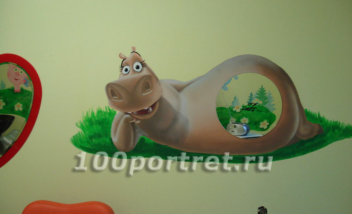 Роспись стен детской парикмахерской Глория